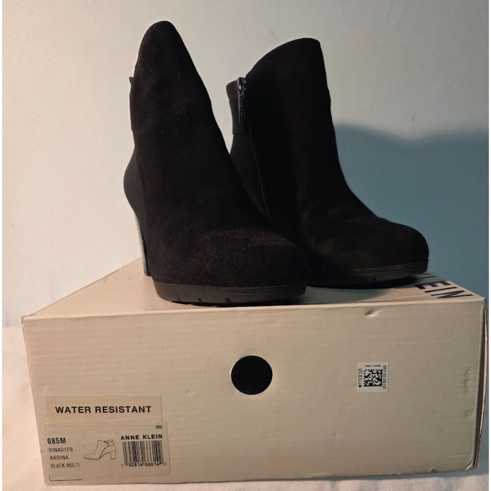 Anne Klein Akrina Black Water Resistant Ankle Boots Women's 8.5 M